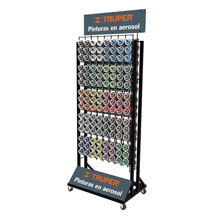 Floor Standing Metal Shlef Retail Store Spraycan Spray Paint Aerosol Can Display Rack