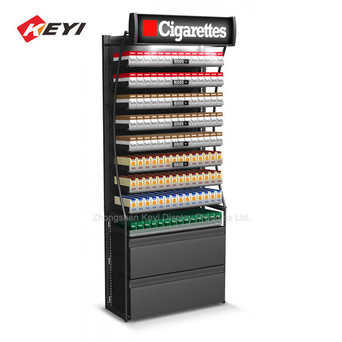 Smoke Shop Floor Standing Tobacco Display Rack Metal Cigarette Display